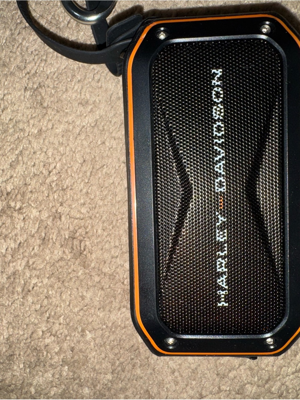 Harley-Davidson Black Portable Bluetooth Speaker with Orange Accents